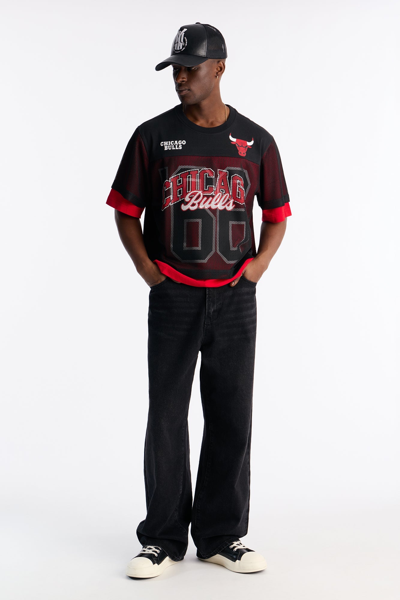 Bulls Lay Up Jersey Mesh Top - Black
