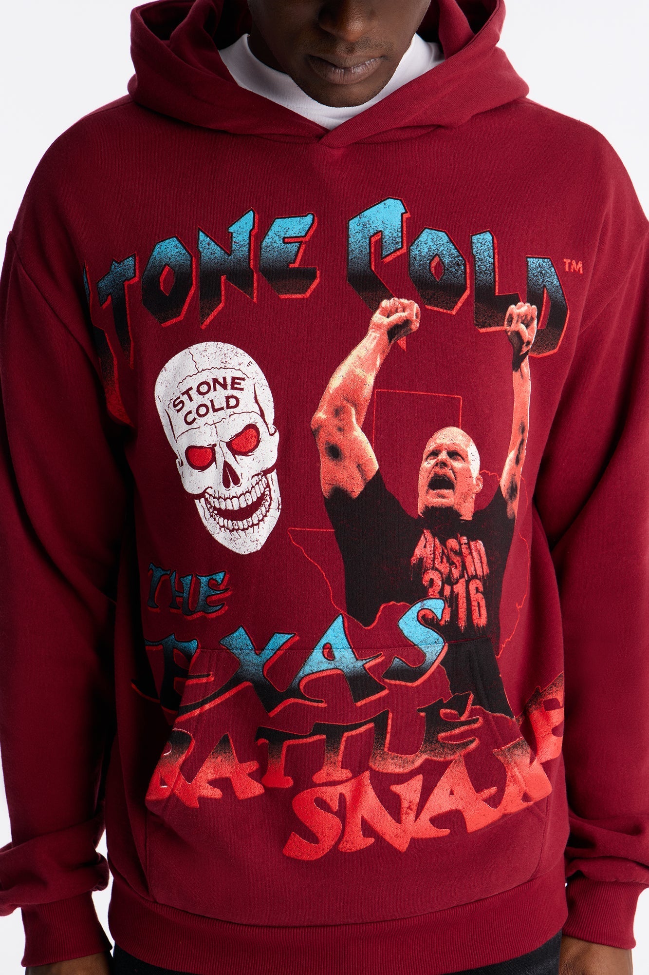 WWE Cold Stone Steve Austin Texas Rattle Snake Hoodie - Burgundy