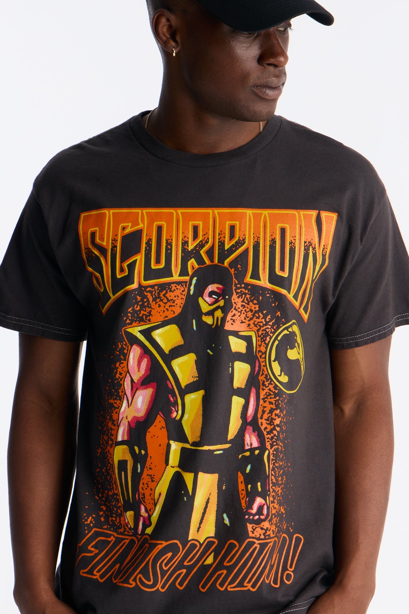 Mortal Kombat Scorpion FINISH HIM Short Sleeve Tee - Black
