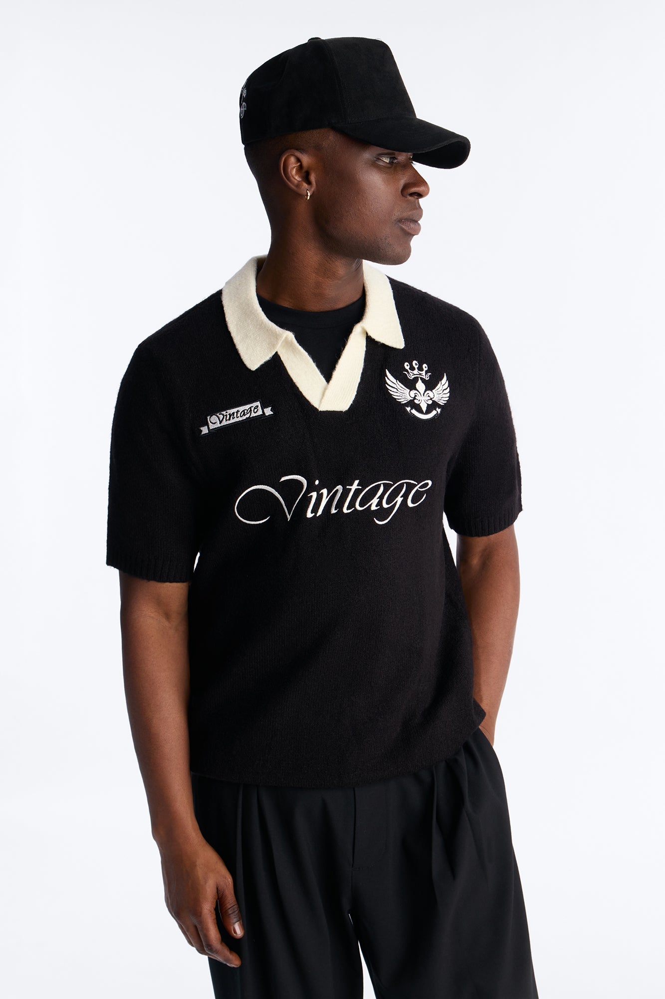Cambridge Sweater Johnny Collar Polo - Black