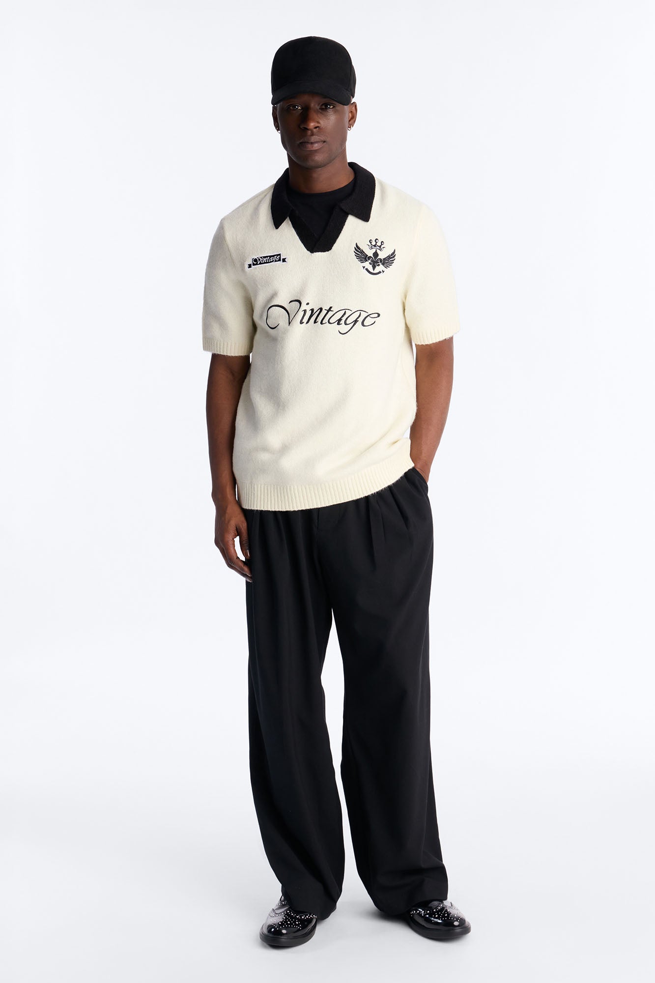 Cambridge Sweater Johnny Collar Polo - Cream