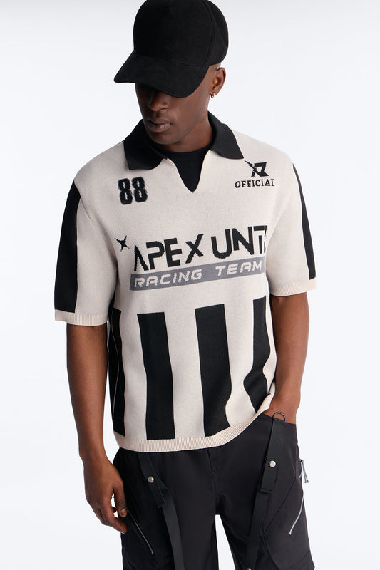 Apex United Johnny Collar Knit Top - Black/combo