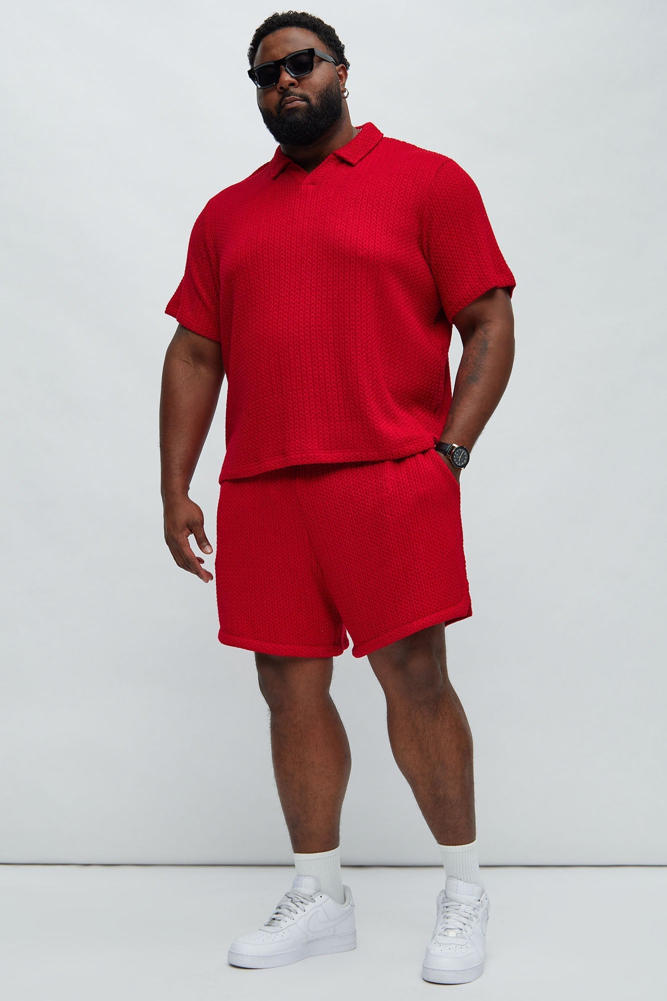 Catanina Textured Shorts - Red