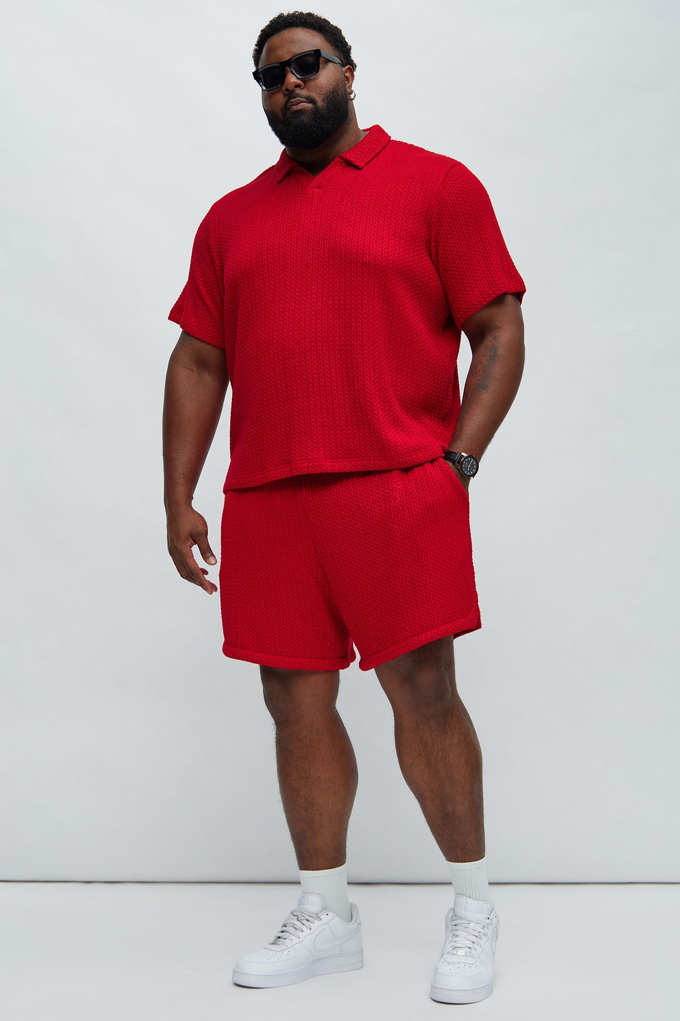 Catanina Textured Shorts - Red