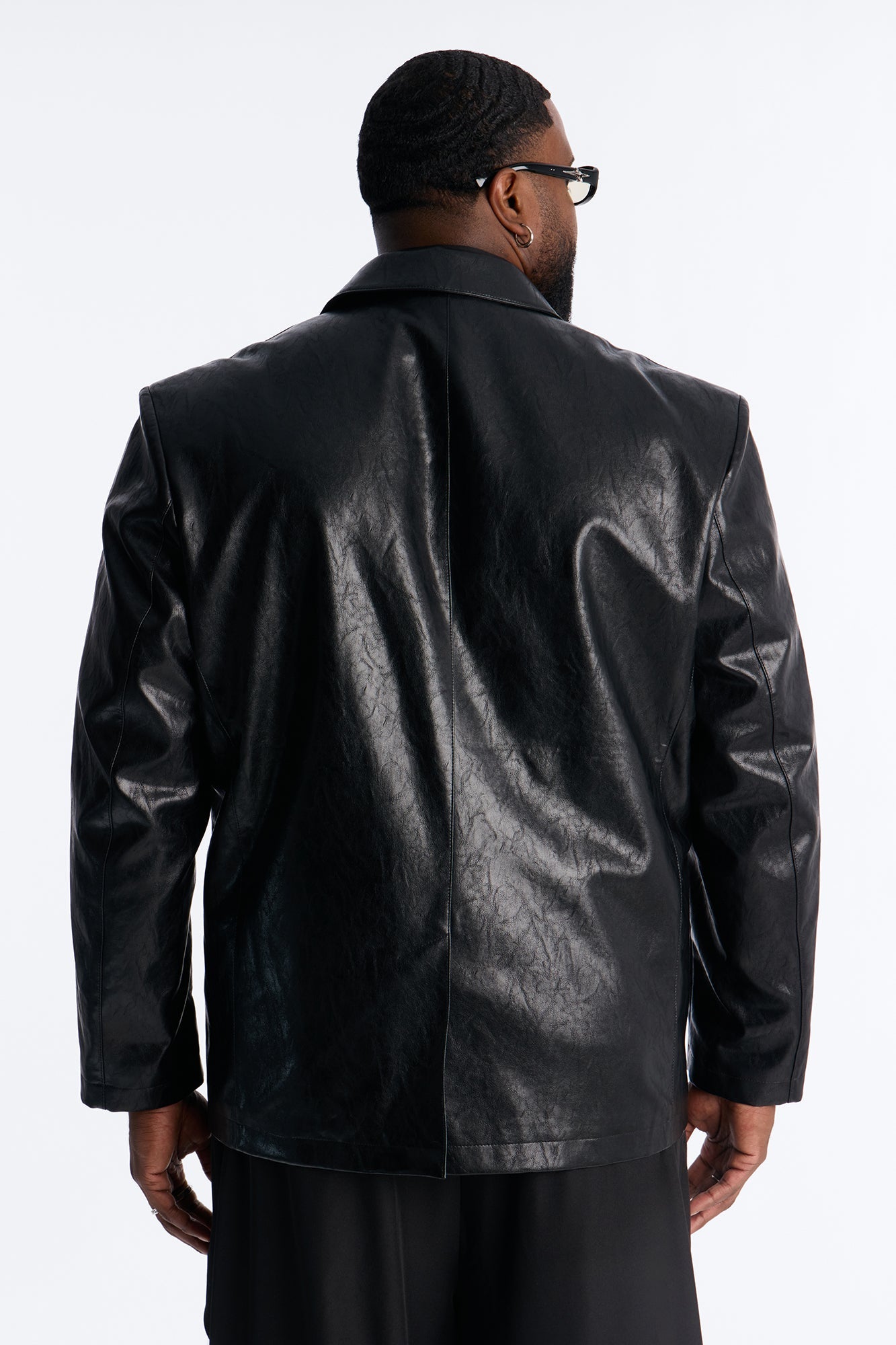 Night Viper Faux Leather Blazer - Black