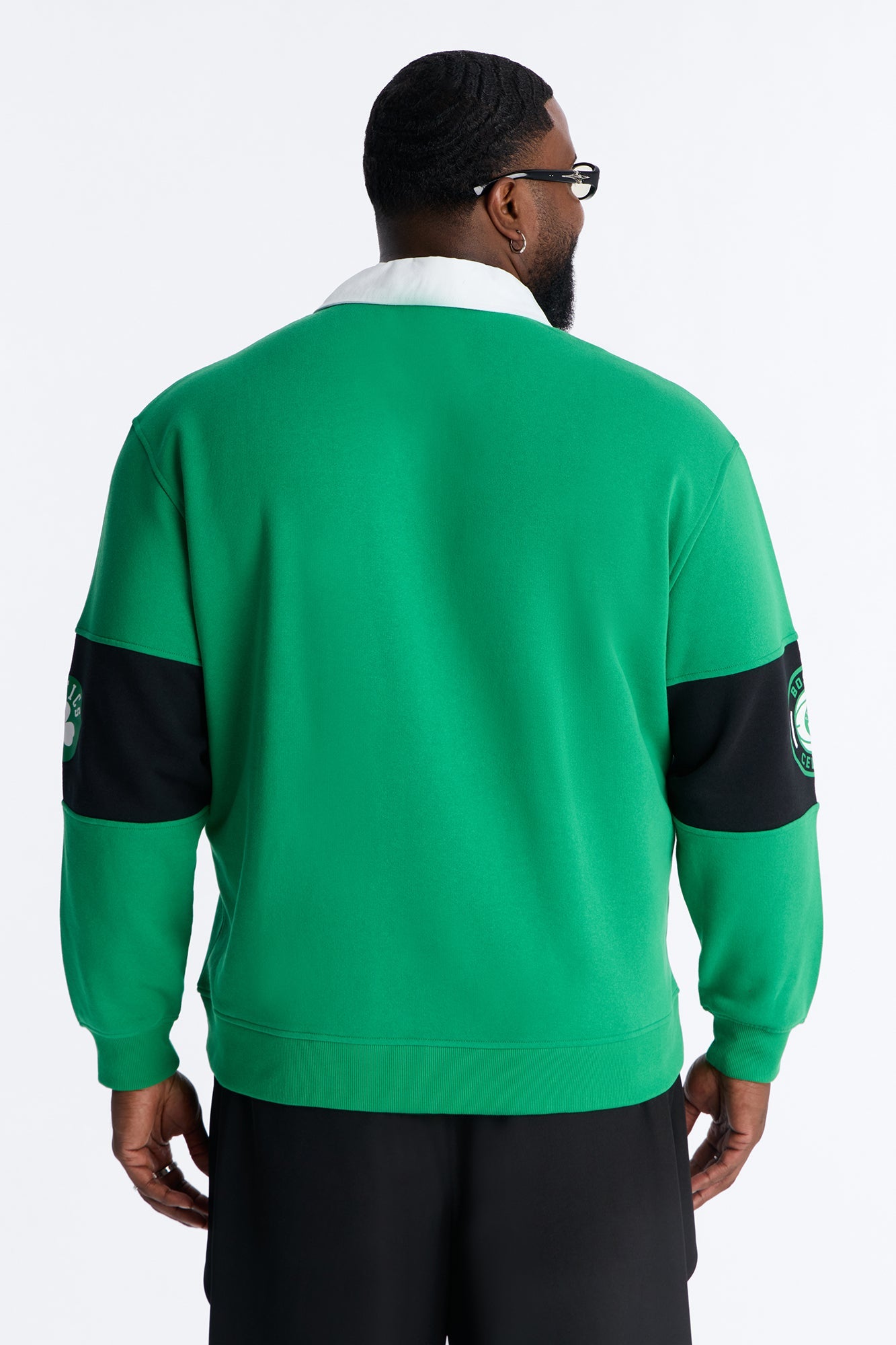 Celtics Long Sleeve Fleece Polo - Kelly Green