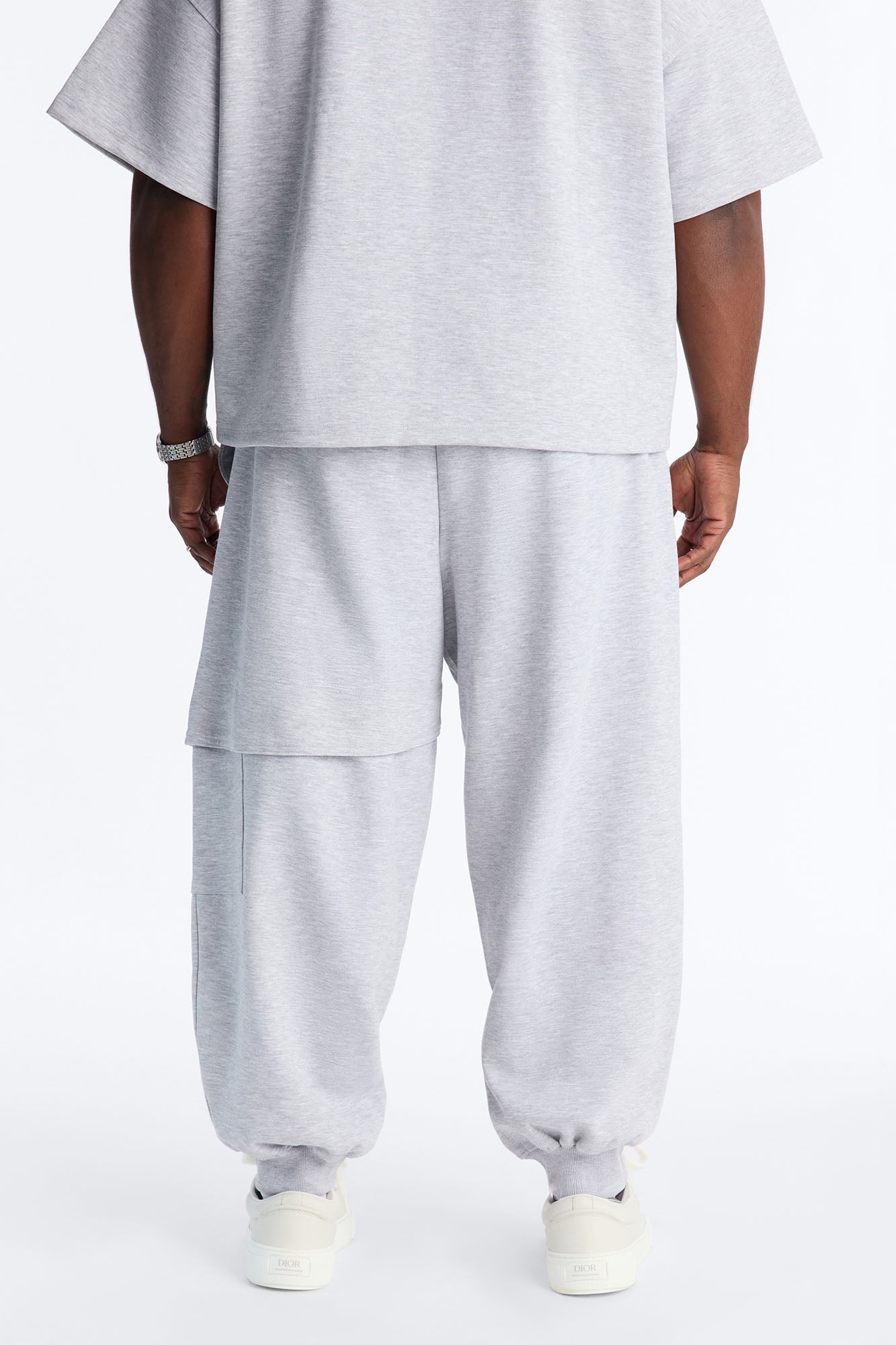 Structured Fleece Embossed Cargo Joggers - Heather Grey