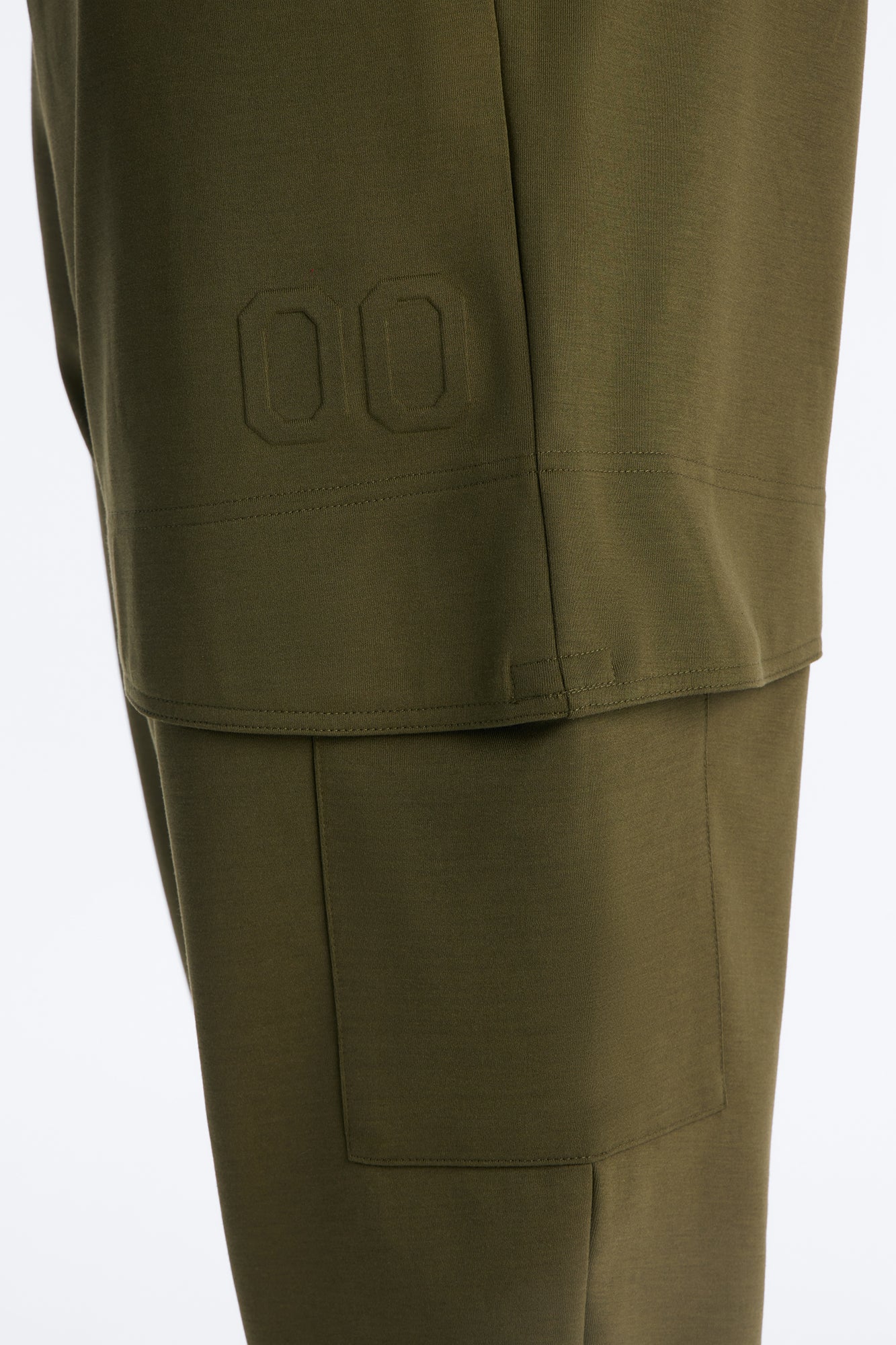 Structured Fleece Embossed Cargo Joggers - Olive