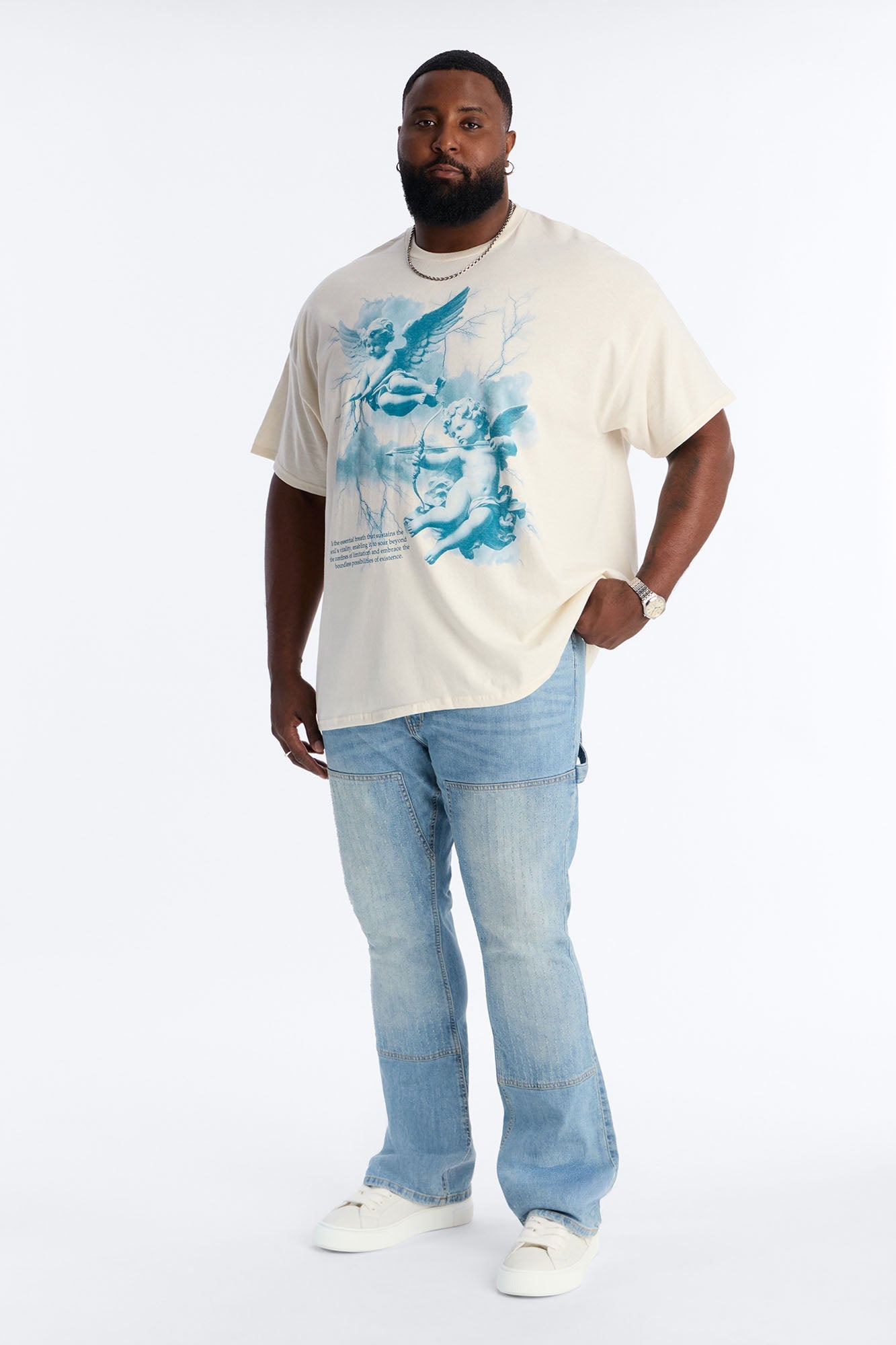 Angelic Archers Oversized Short Sleeve Tee - Cream