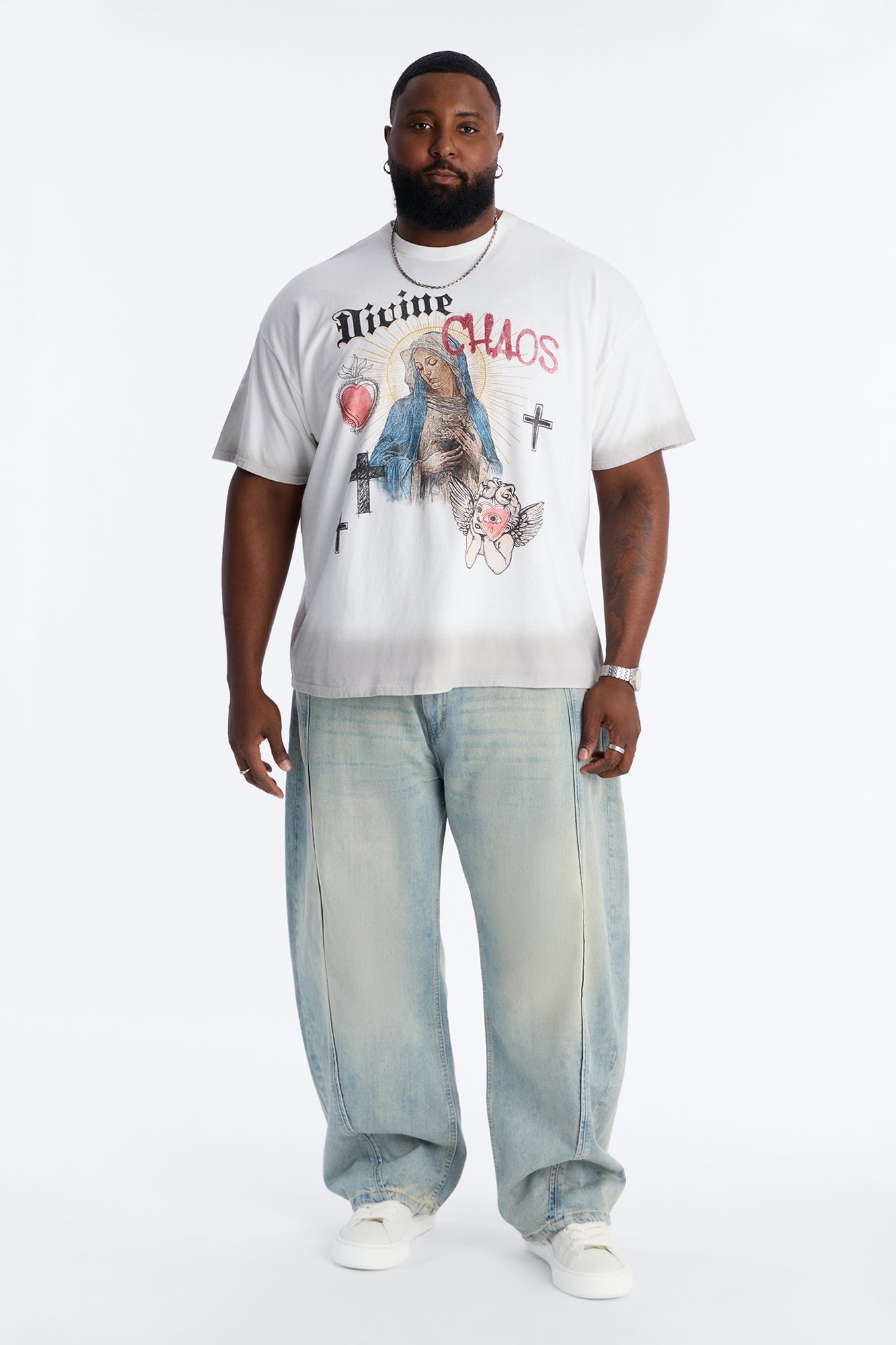 Divine Chaos Oversized Short Sleeve Tee - White
