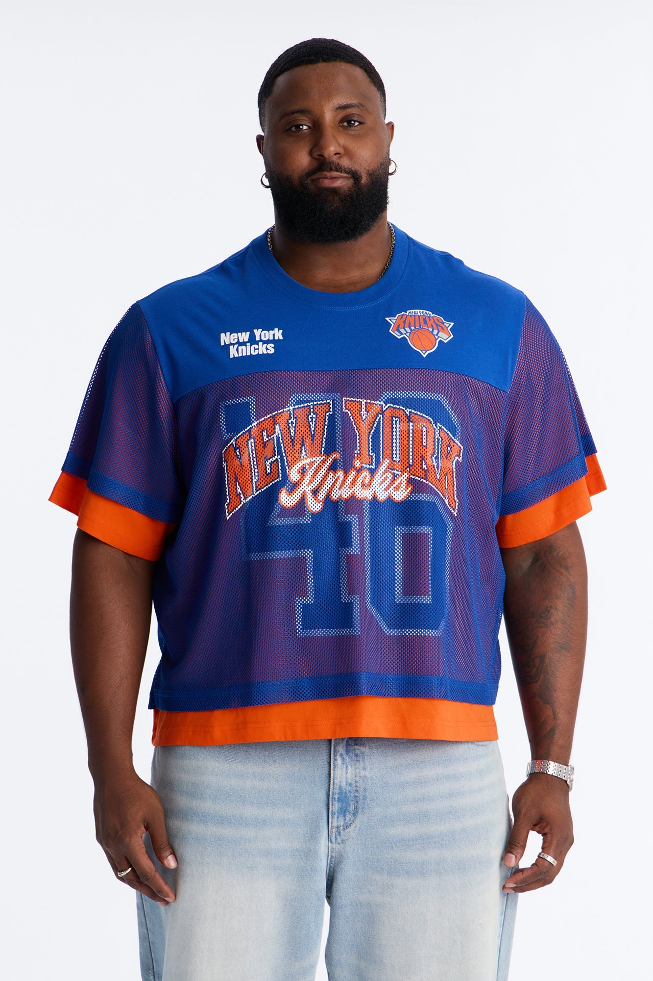 Knicks Lay Up Jersey Mesh Top - Royal