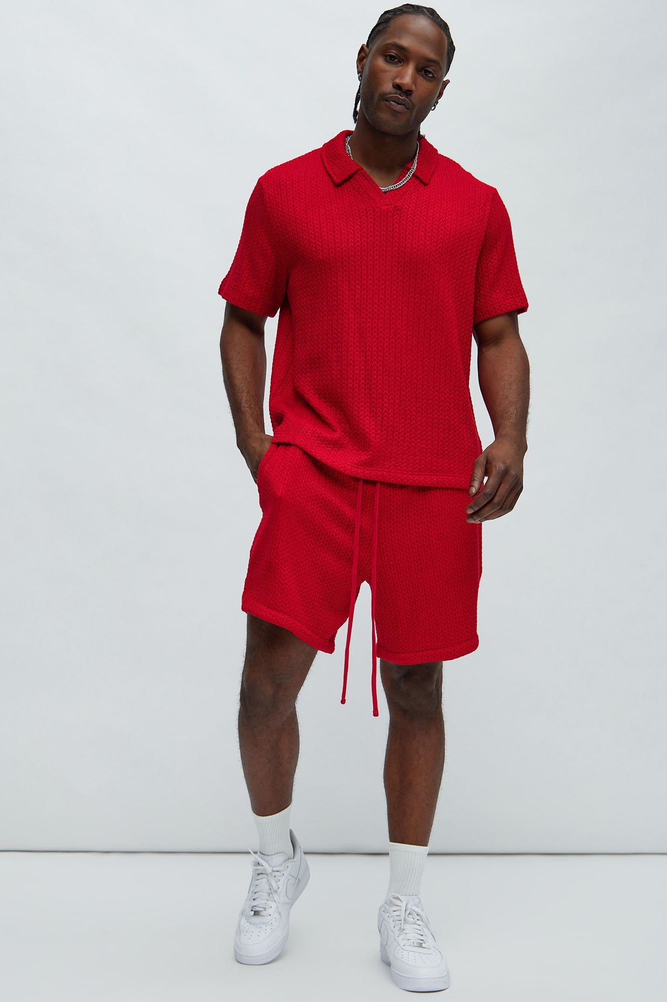 Catanina Textured Shorts - Red