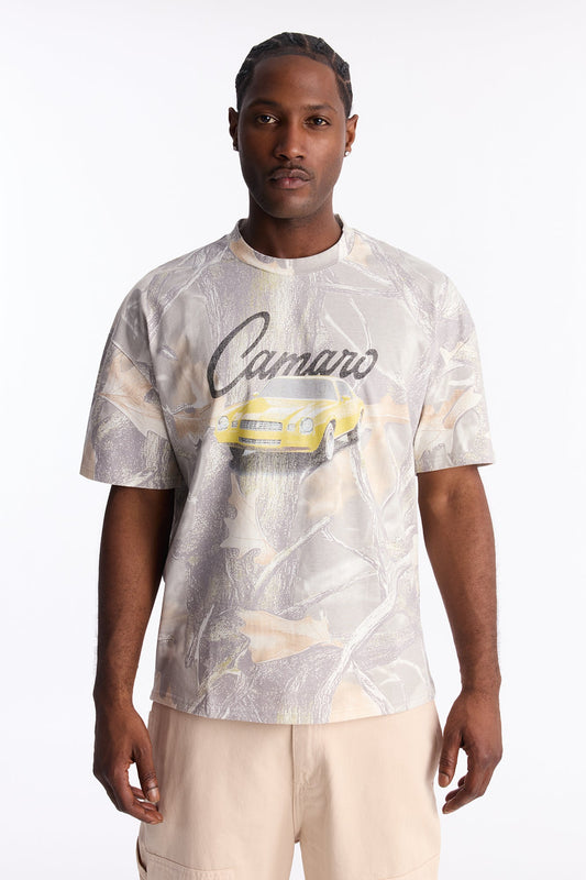 Chevy Camaro Woodland Camo Short Sleeve Tee - Camouflage