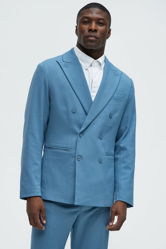 High Peak Lapel Suit Blazer - Slate Blue