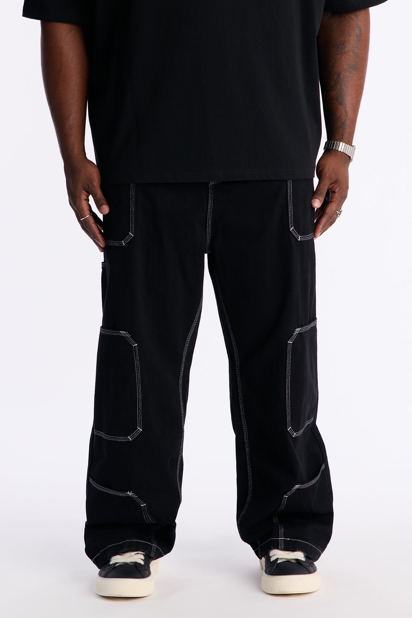 Baggy Tetris Maze Multi Pocket Pant - Black
