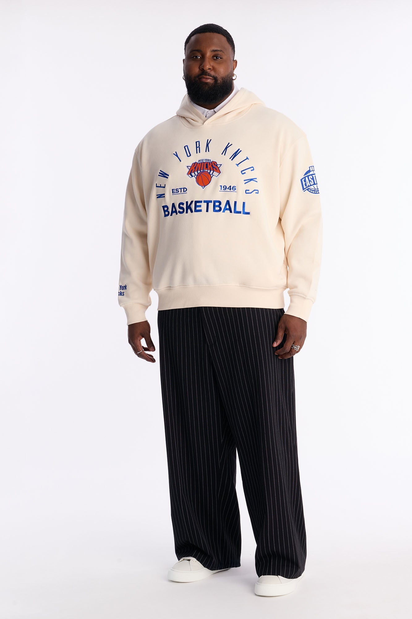Knicks Embroidered Oversized Hoodie - Cream