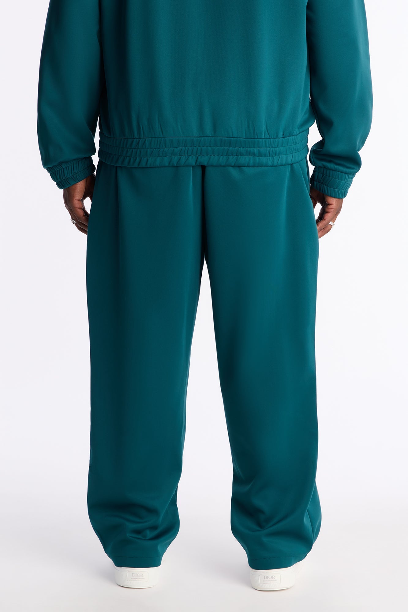 Straight Contrast Panel Knitted Track Pant - Teal
