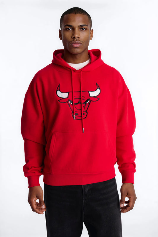 Bulls Old English Embroidery Hoodie - Red