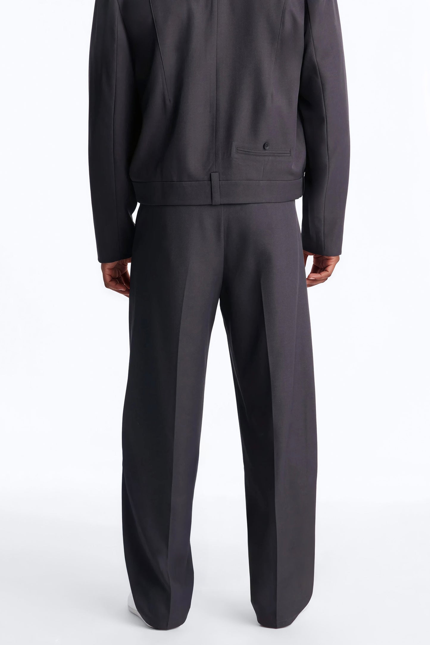 Baggy Inverted Details Indent Pleated Trouser - Grey