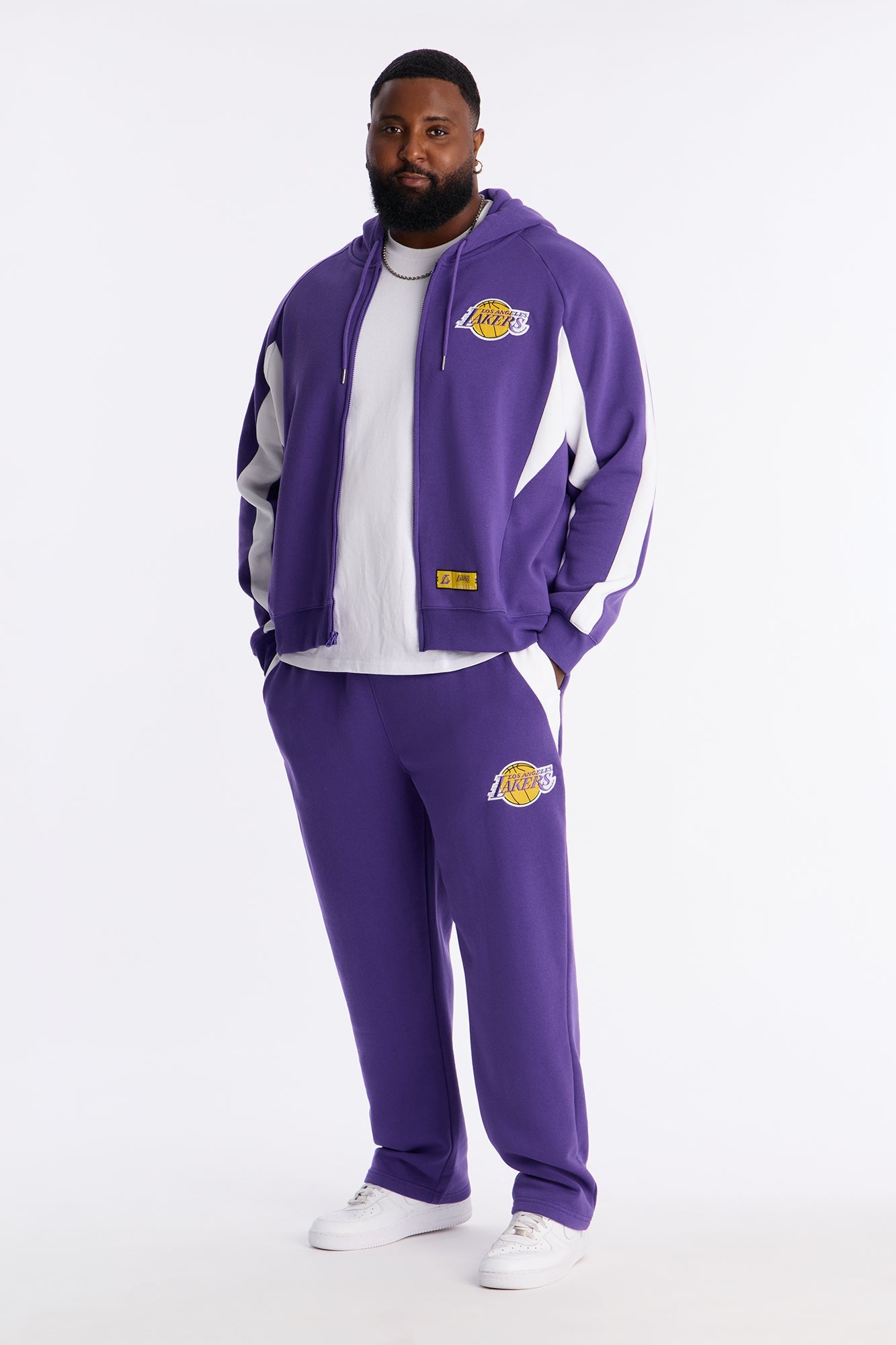 Lakers Wavey Oversized Zip Hoodie - Purple