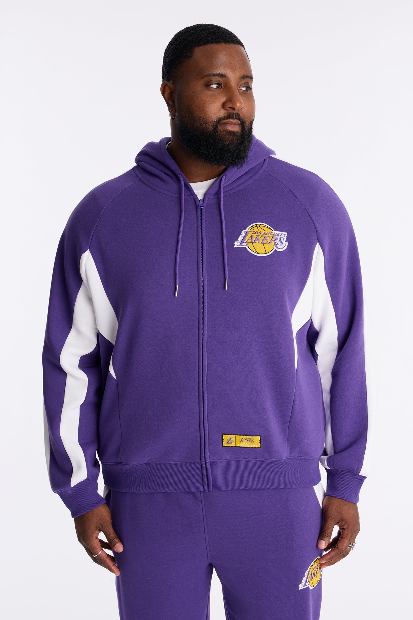 Lakers Wavey Oversized Zip Hoodie - Purple