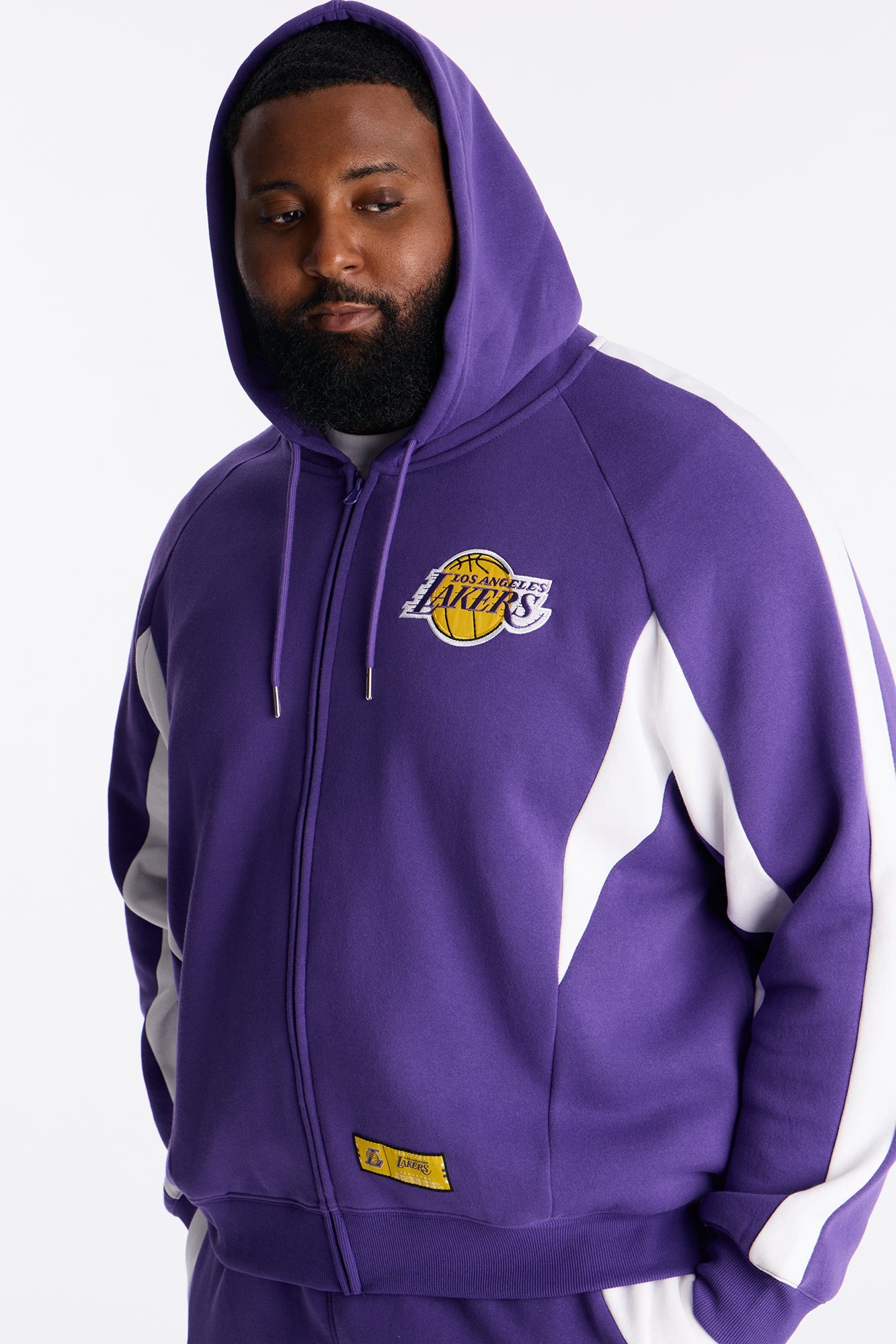 Lakers Wavey Oversized Zip Hoodie - Purple