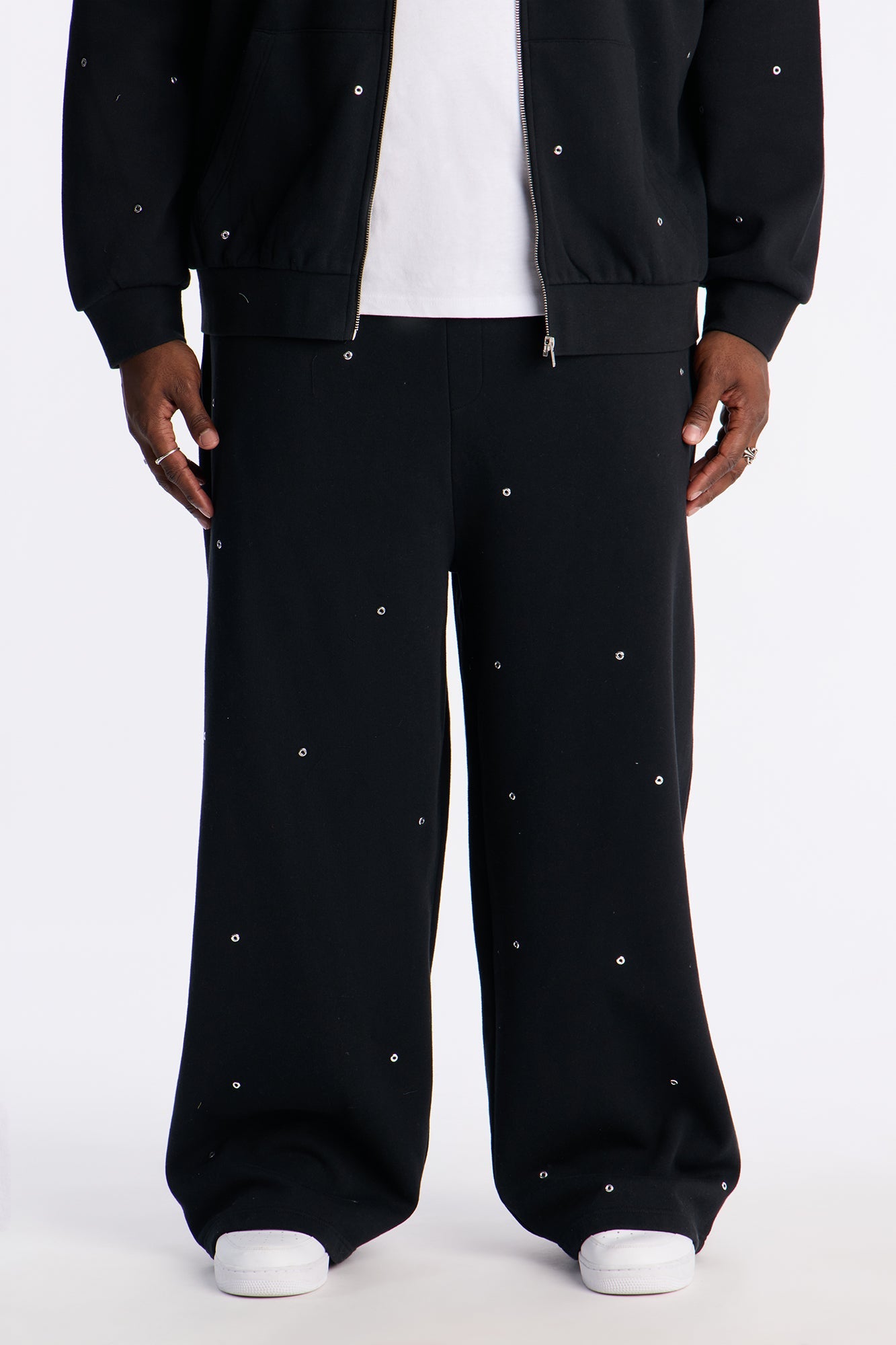 Savage Rhinestone Sweatpants - Black