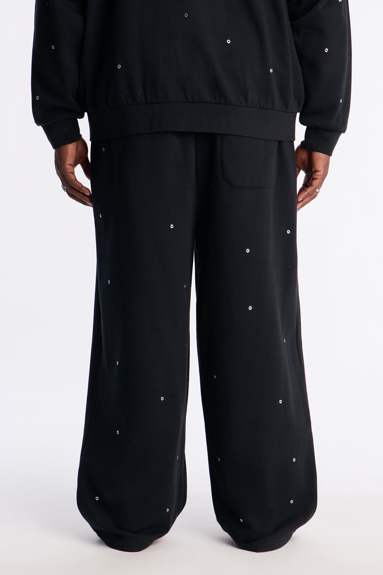 Savage Rhinestone Sweatpants - Black