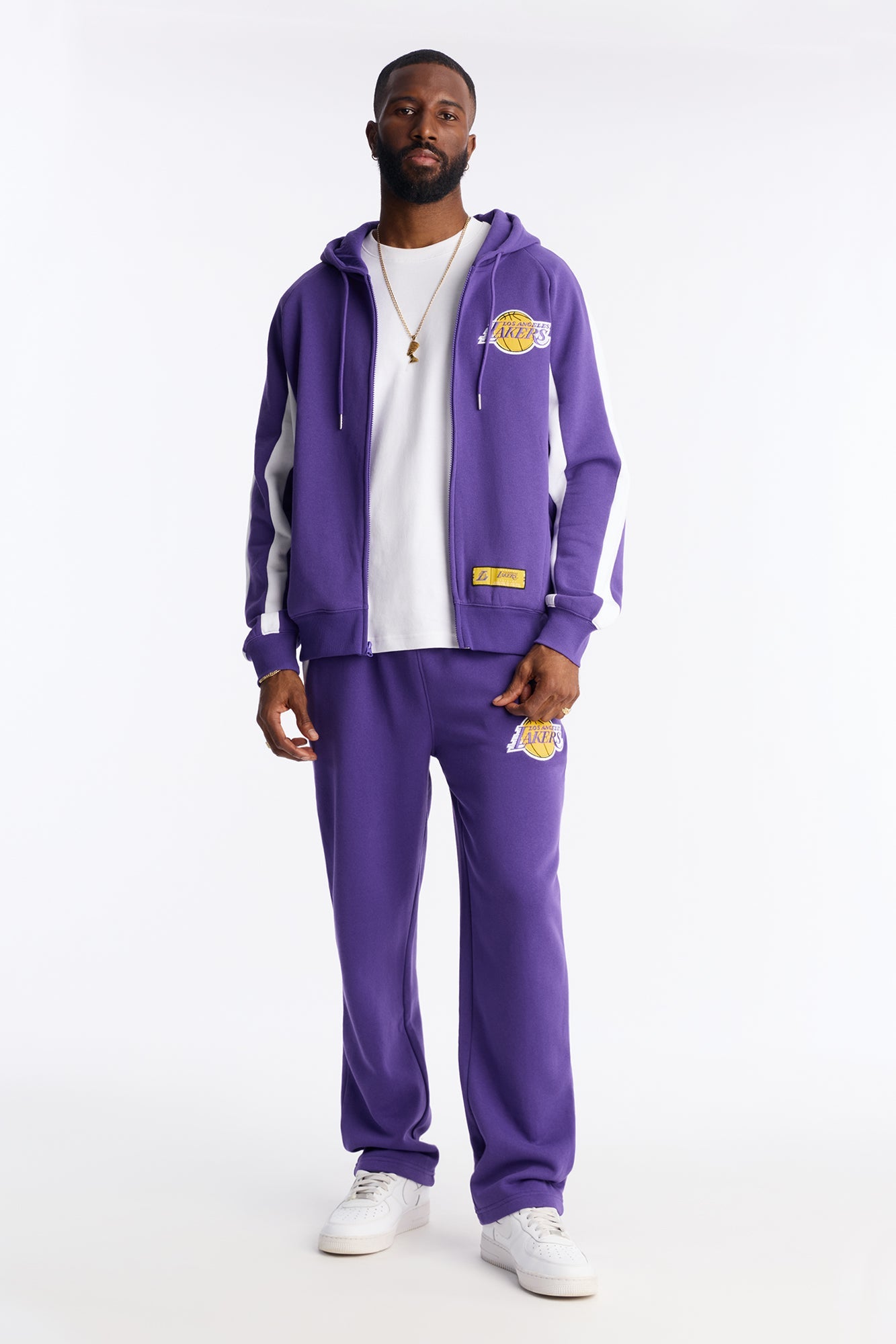 Lakers Wavey Oversized Zip Hoodie - Purple
