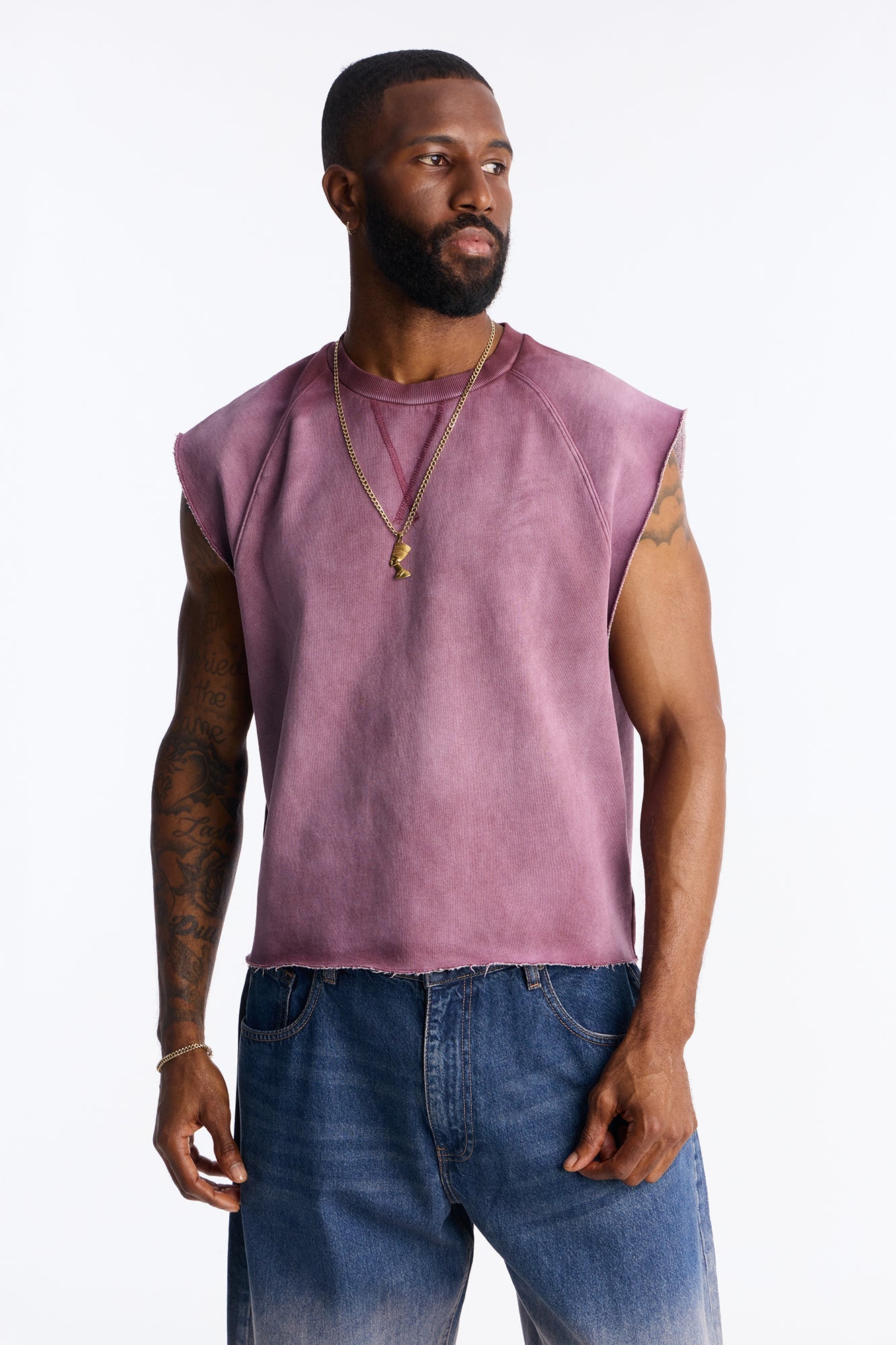 Boiler Washed Boxy Muscle Tee - Plum