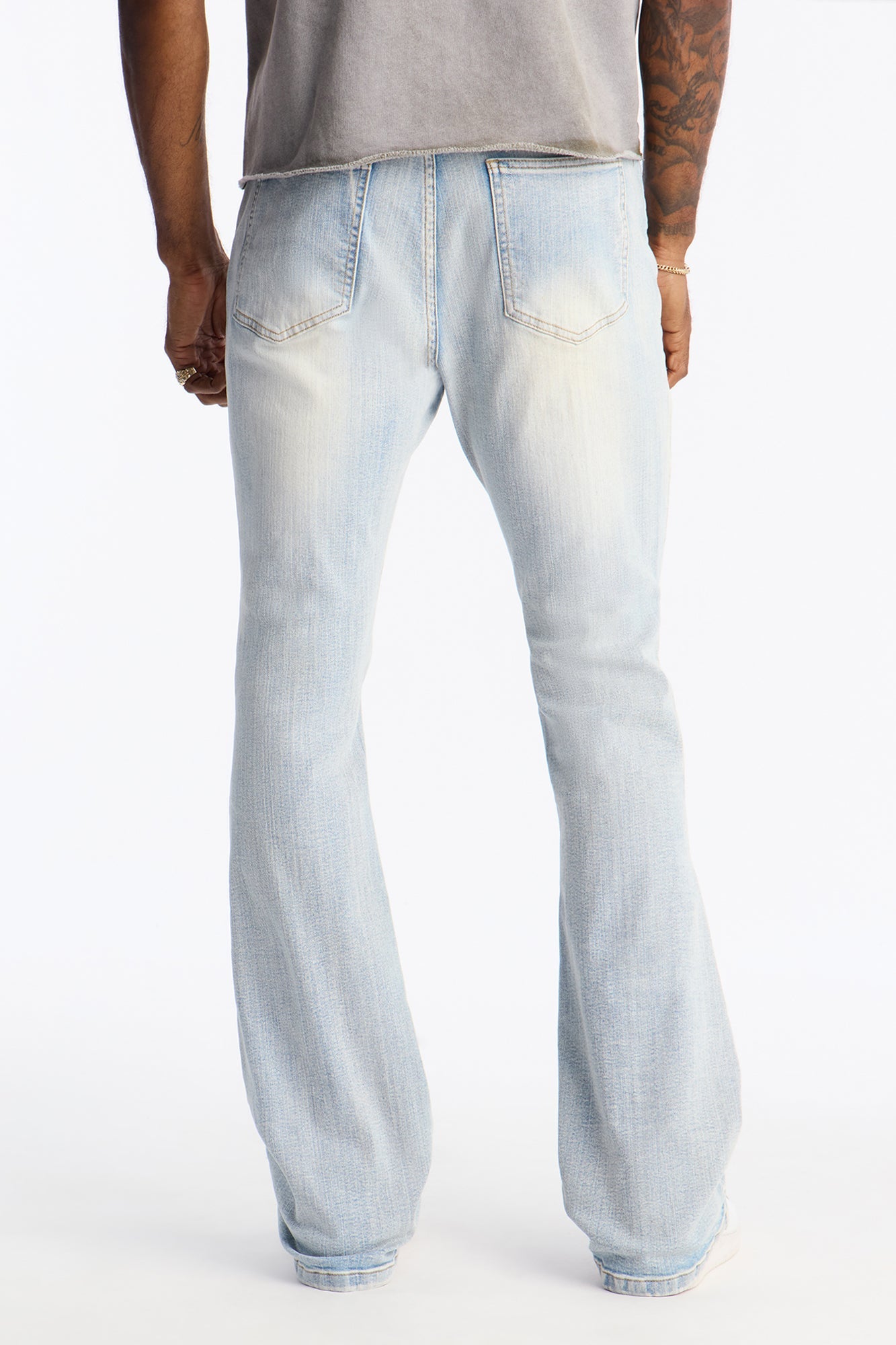 Stacked Skinny Flare Ripped Legacy Jeans - Light Wash
