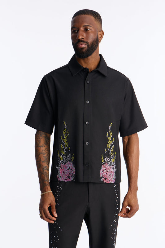 Genesis Origin Embellished Button Up Shirt - Black