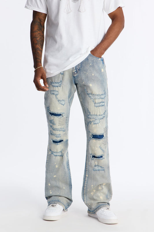 Stacked Skinny Flare Distressed Me Out Jean - Light Wash