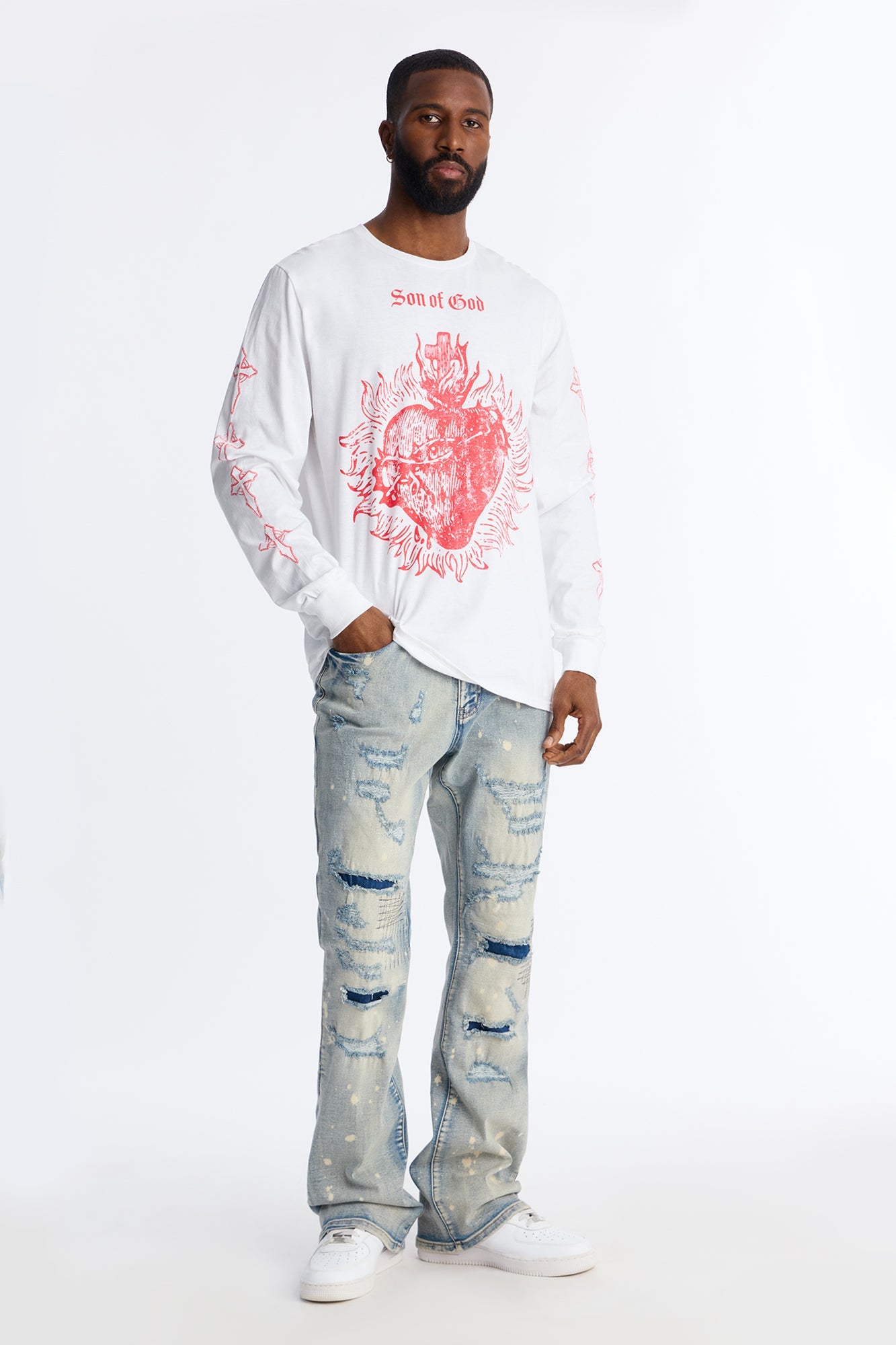 Son Of God Oversized Long Sleeve Tee - White