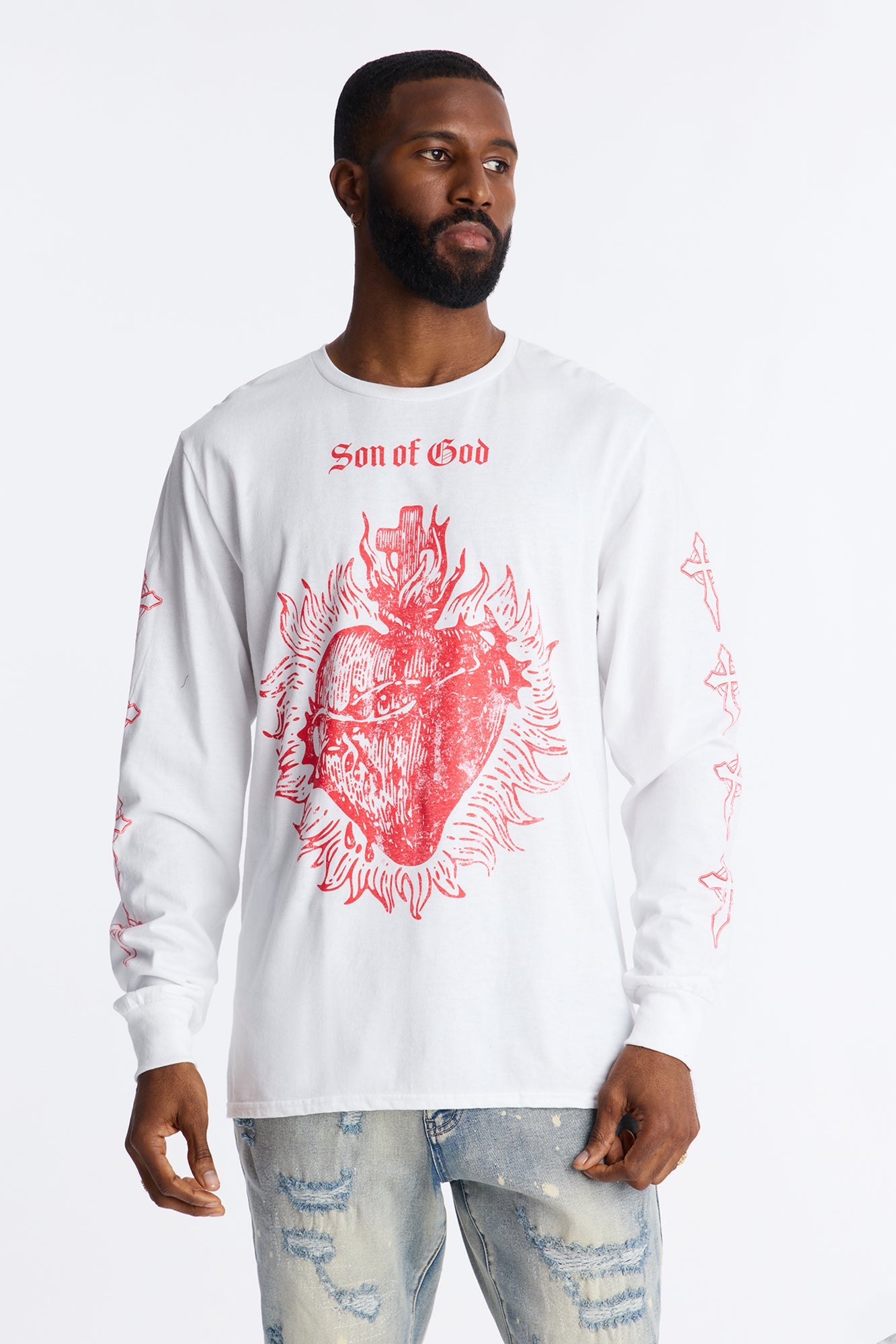 Son Of God Oversized Long Sleeve Tee - White