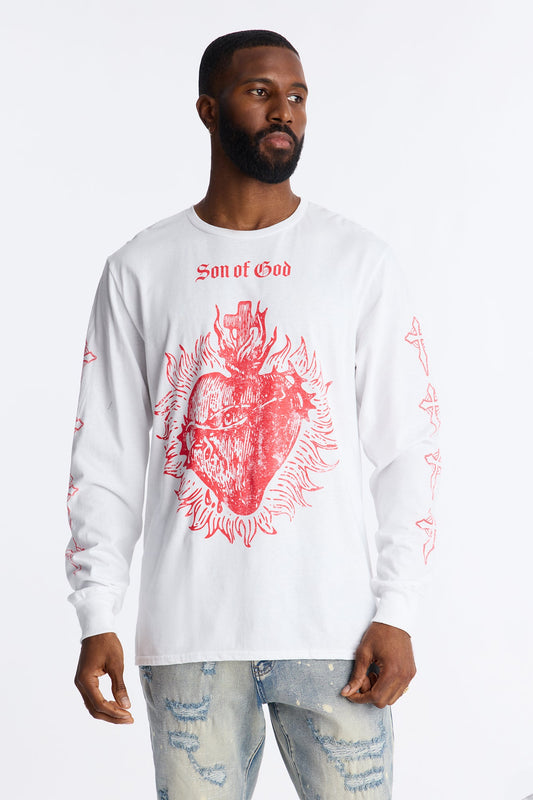 Son Of God Oversized Long Sleeve Tee - White