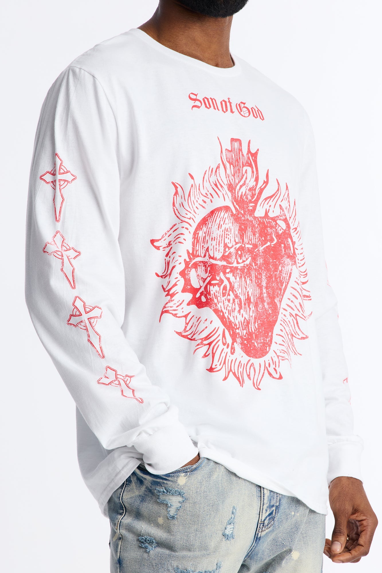 Son Of God Oversized Long Sleeve Tee - White