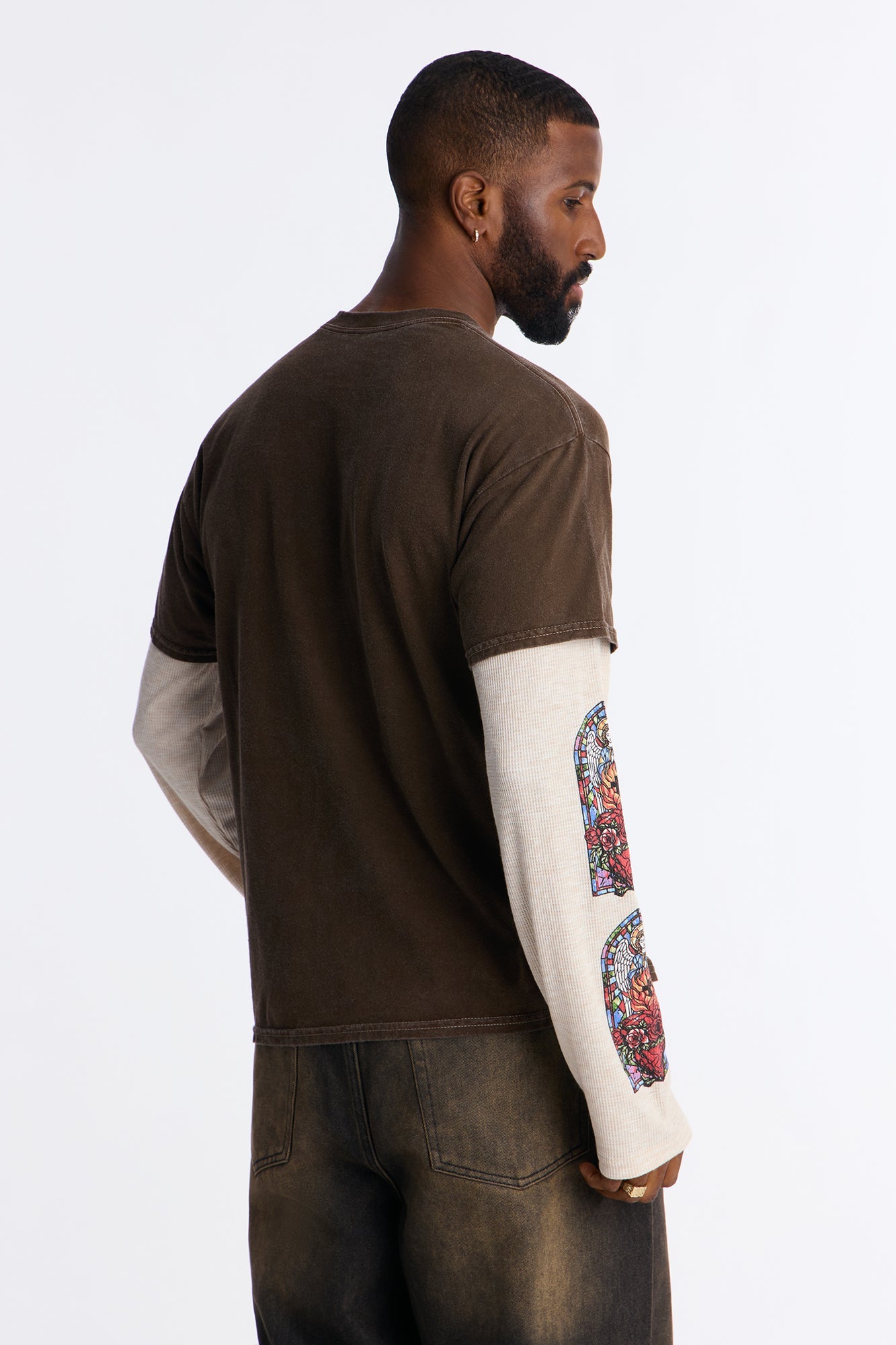 Divine Protection 2fer Long Sleeve Tee - Chocolate