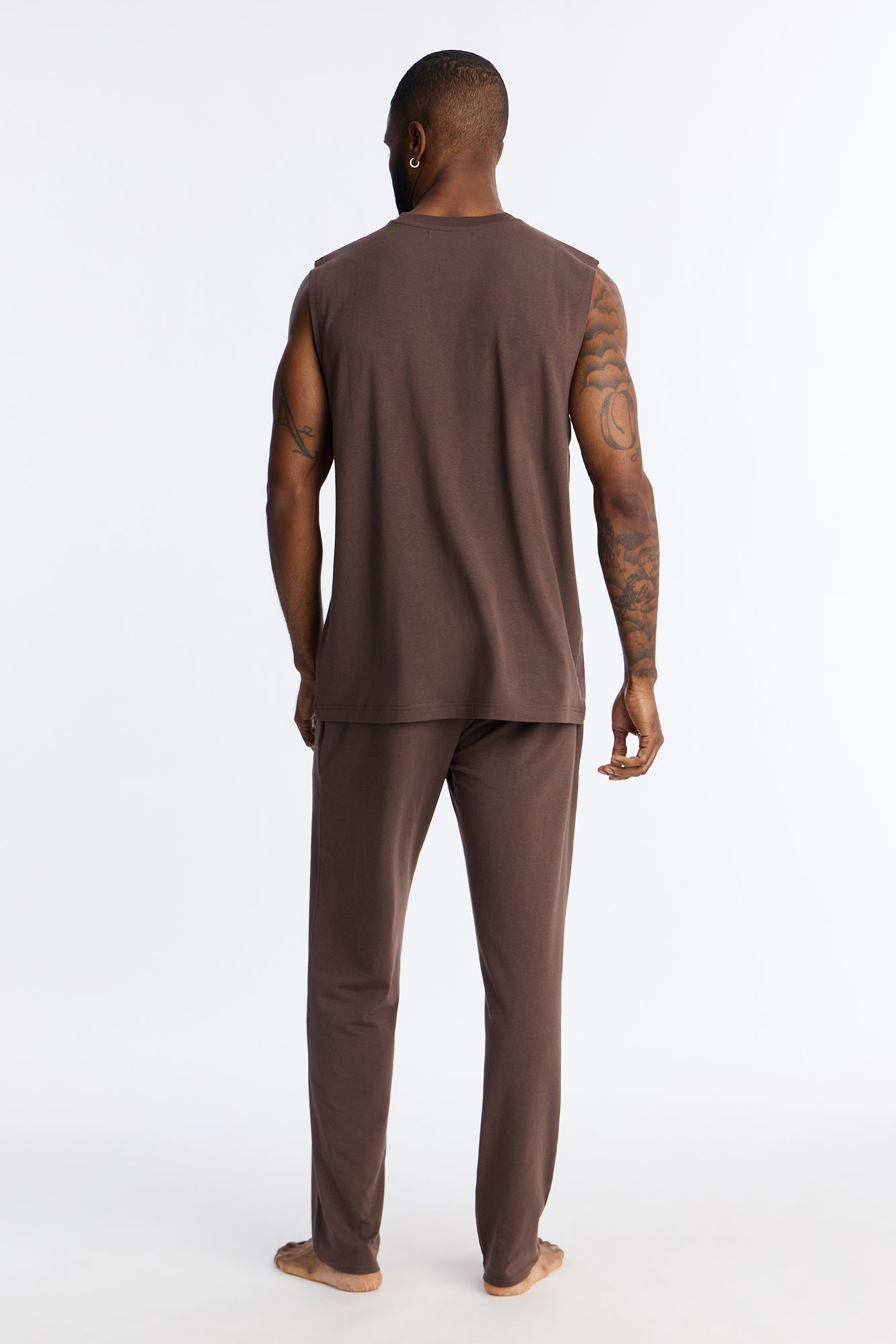 Essential Modal Lounge Sleeveless Muscle Tee - Chocolate