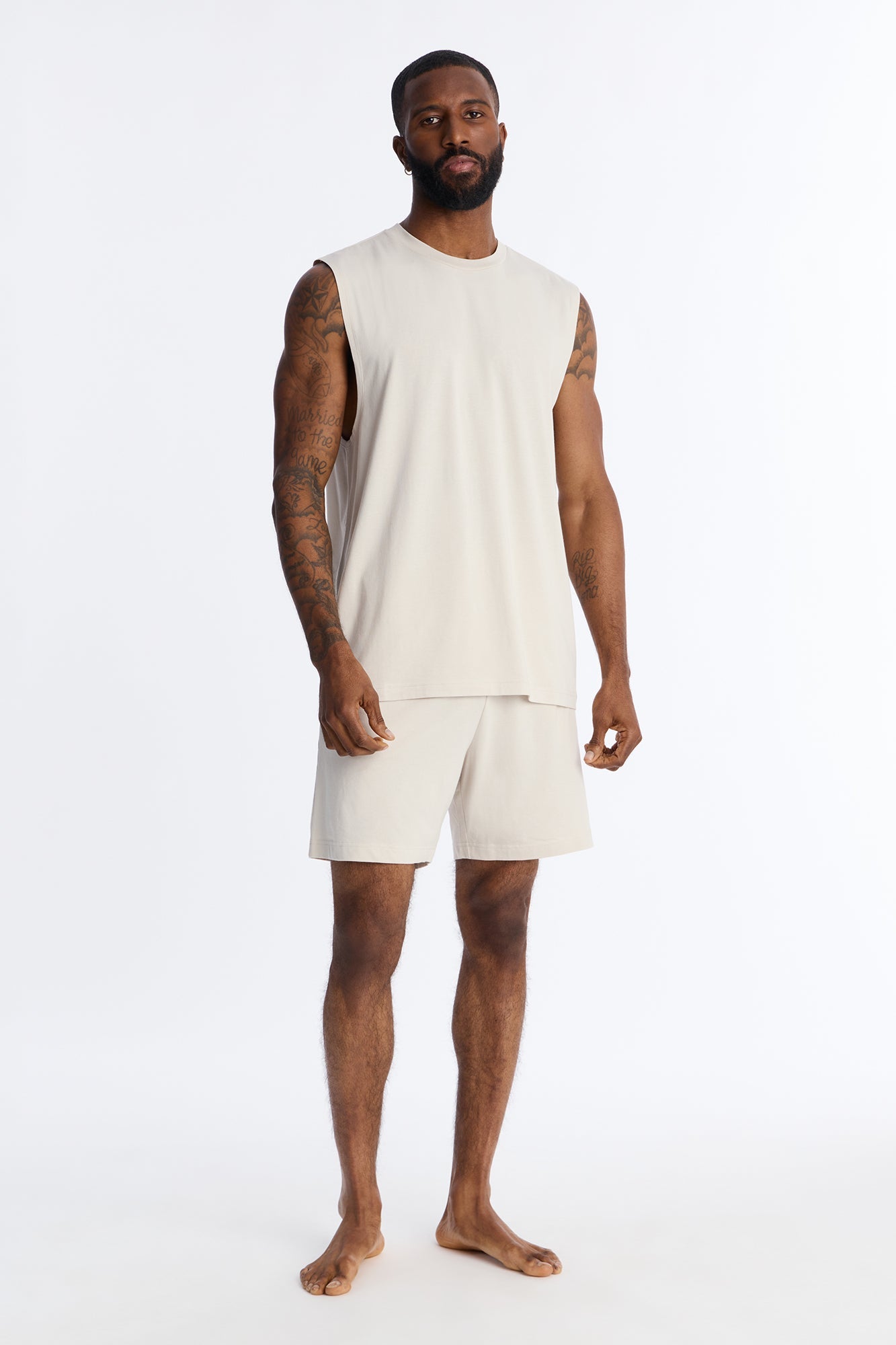 Essential Modal Lounge Sleeveless Muscle Tee - Stone