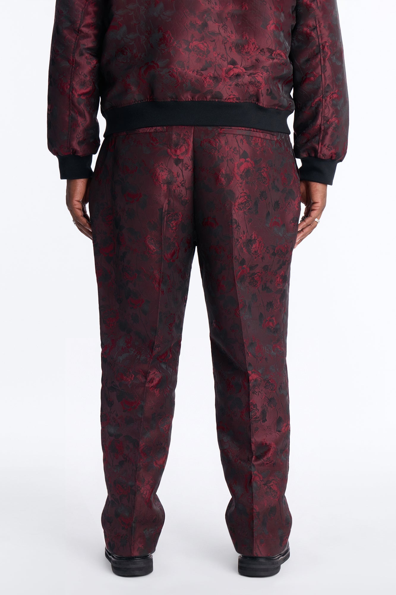 Straight Rose Mirage Pleated Trouser - Burgundy
