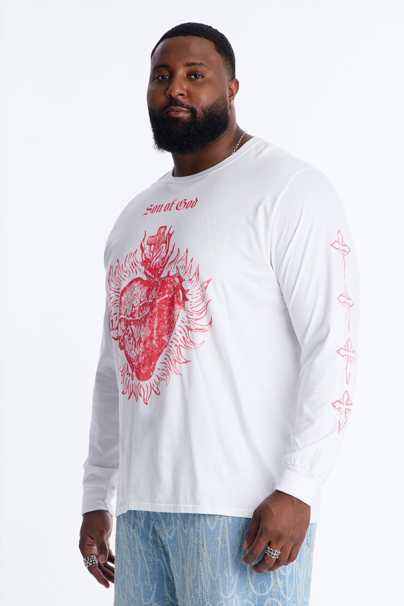 Son Of God Oversized Long Sleeve Tee - White