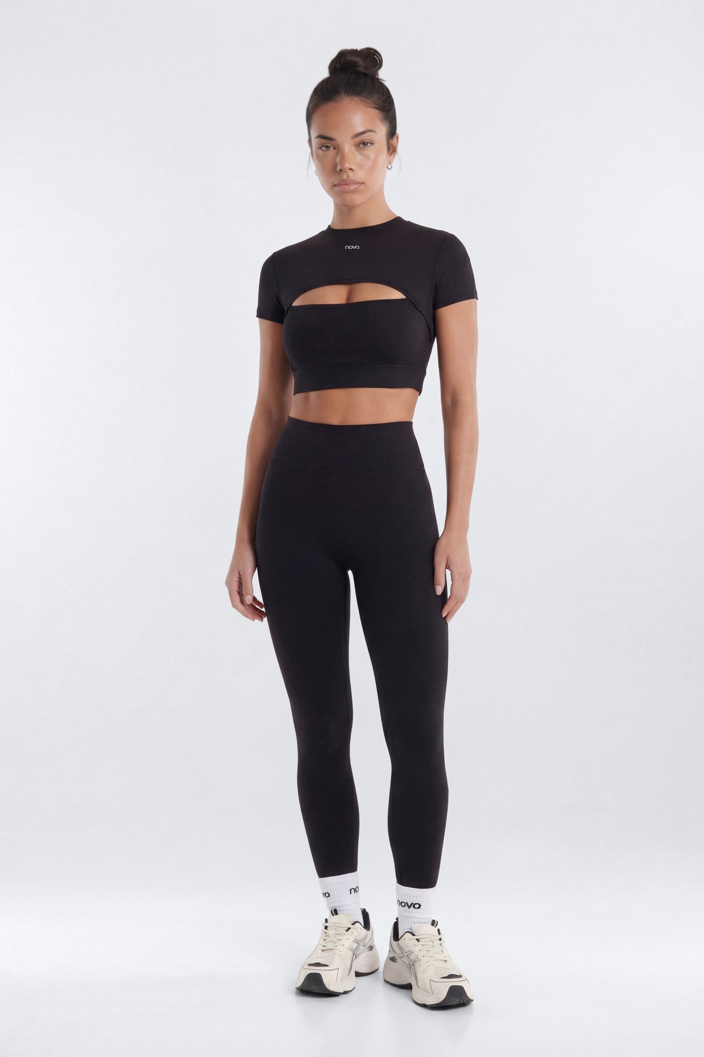 ProStretch™ Cut Out Short Sleeve Sports Top - Black NEWFASHIONEDGE