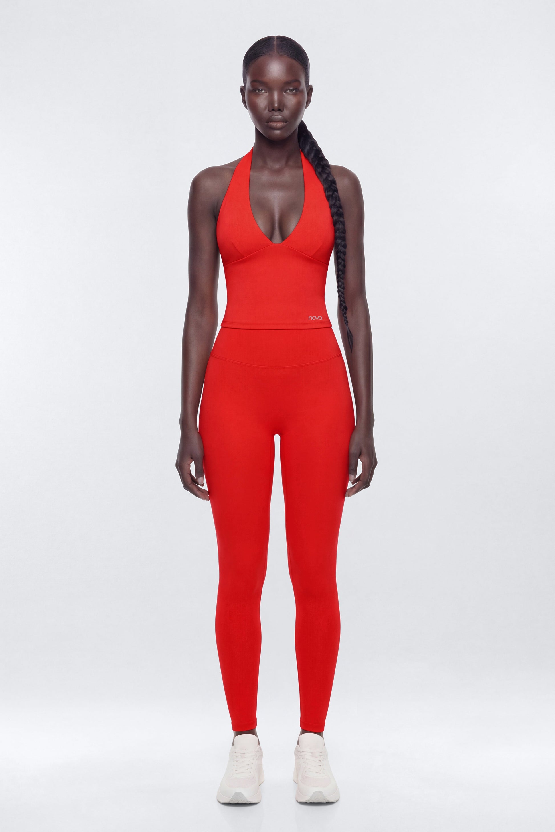 ProStretch™ V Neck Sports Halter Top - Red NEWFASHIONEDGE