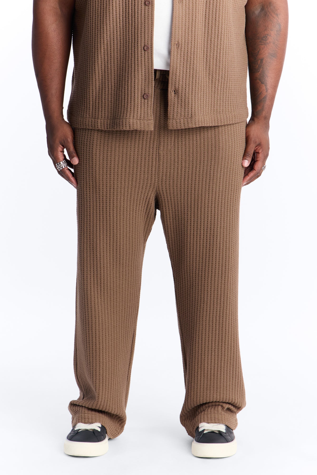 Baggy London Fog Textured Pant - Brown