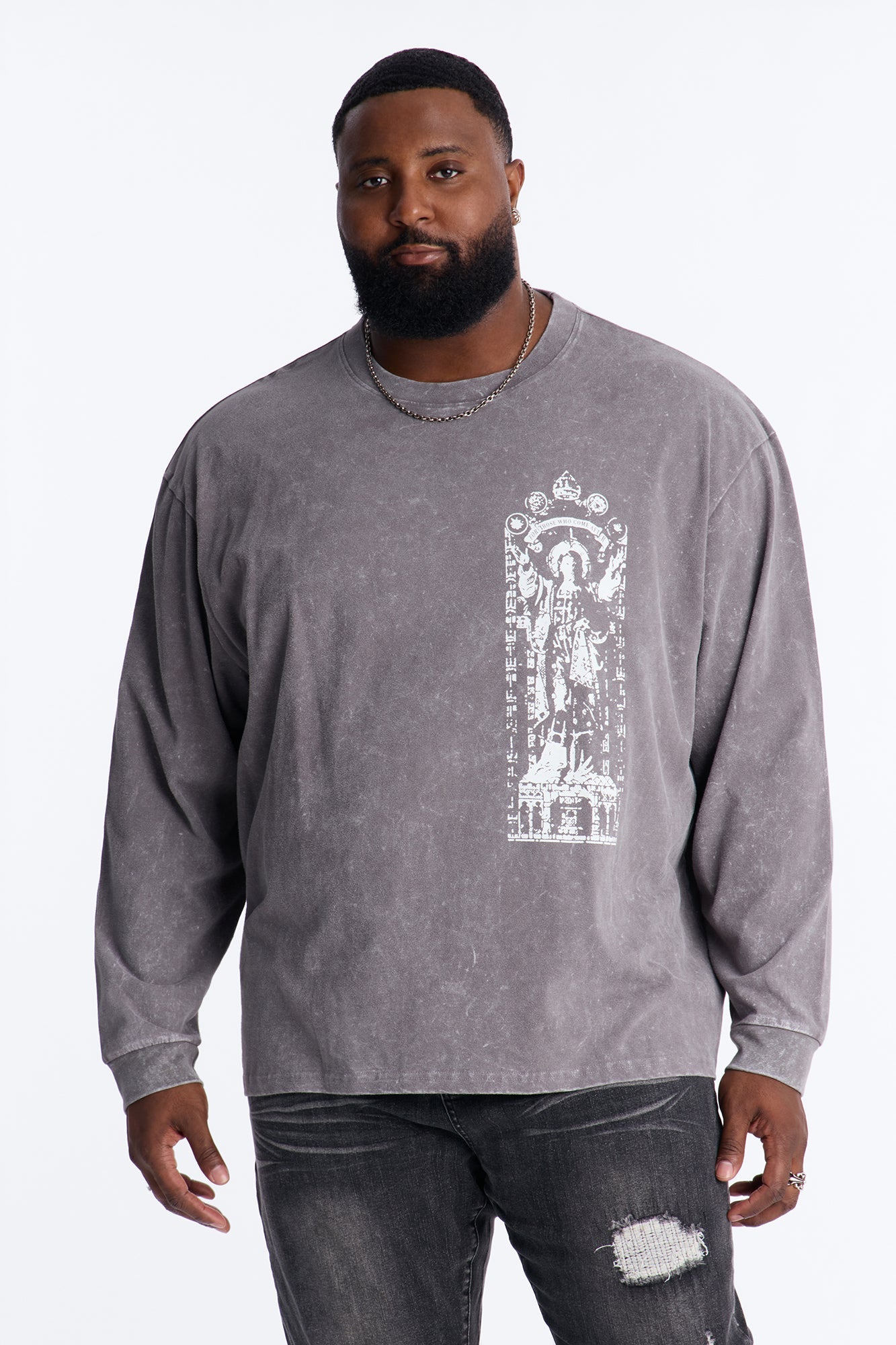 Divine Messenger Long Sleeve Tee - Charcoal