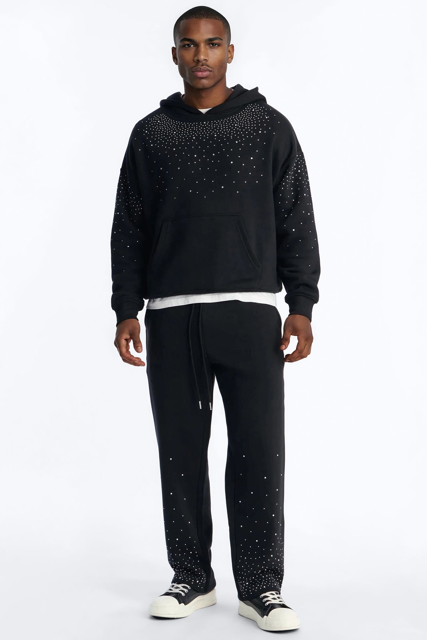 Dime Rhinestone Pearl Oversized Hoodie - Black