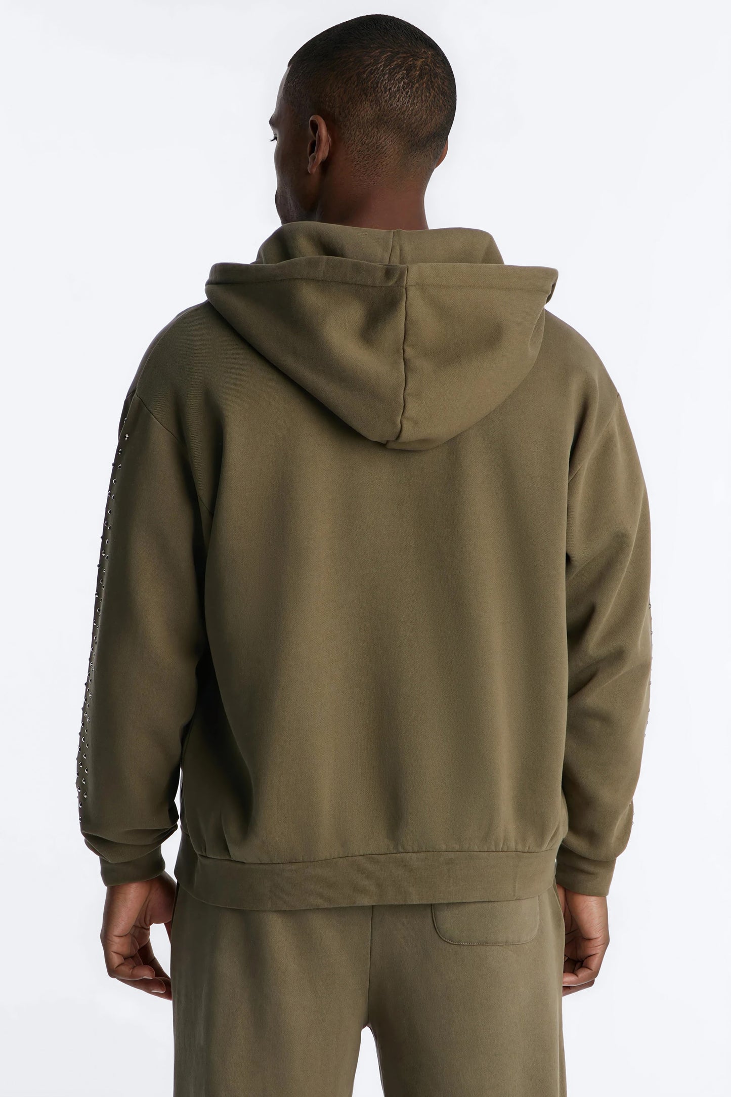 Tribal Rhinestone Zip Hoodie - Olive