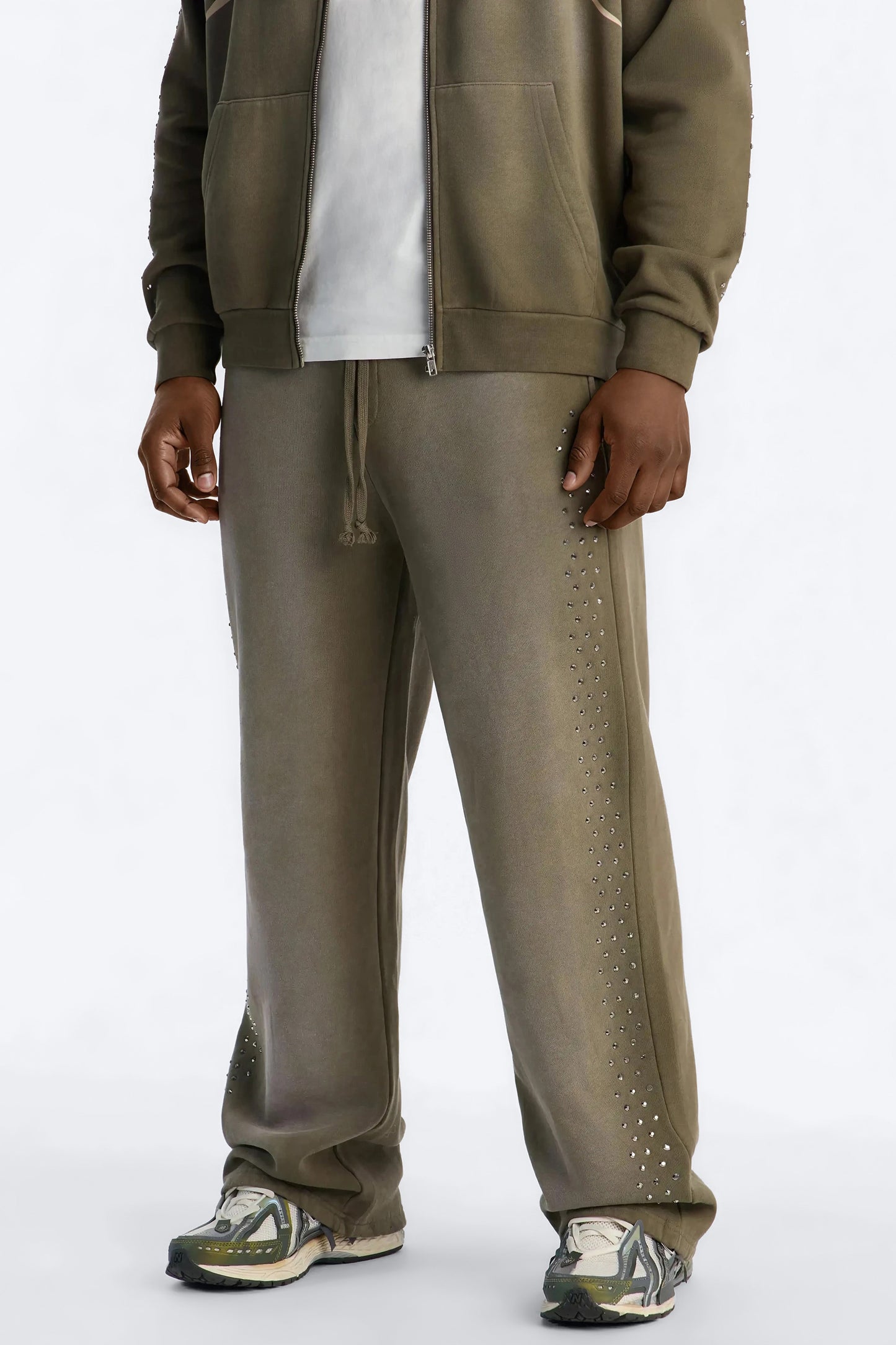 Tribal Rhinestone Sweatpants - Olive