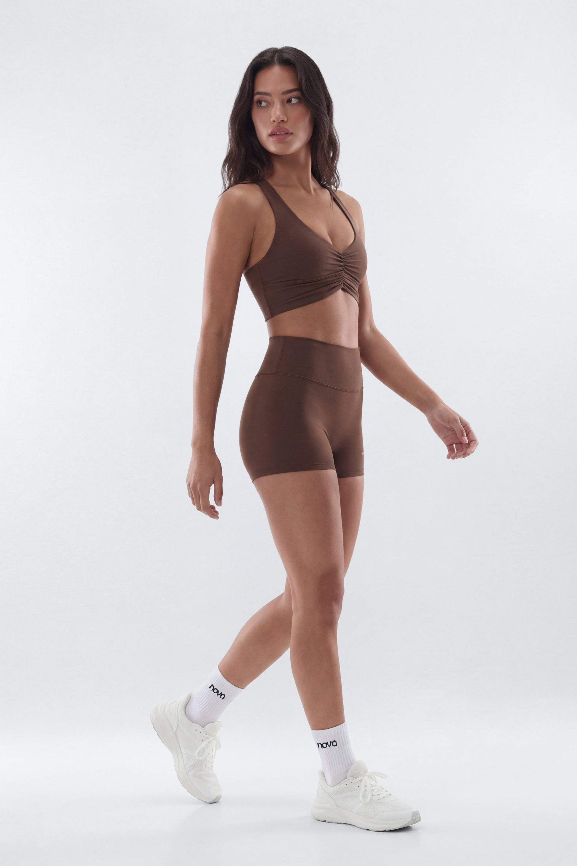 CloudForm™ Ruched Sports Bra - Brown NEWFASHIONEDGE